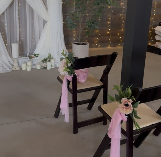 (12) Pink Rose, Ranunculus and Dahlia Colored Chair Ties
