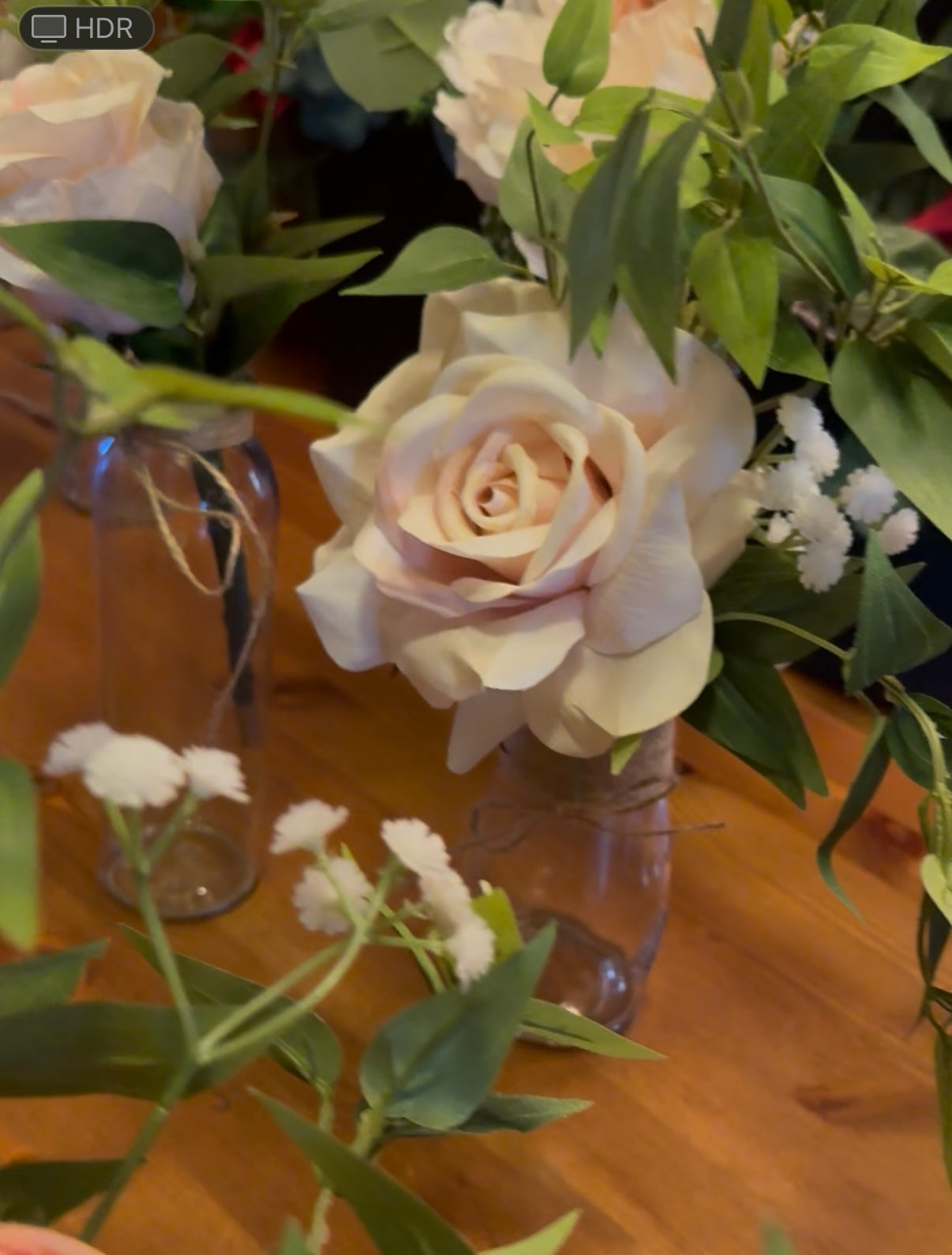 (12) Pink Rose, Ranunculus and Dahlia centerpiecese