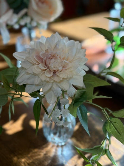 (12) Pink Rose, Ranunculus and Dahlia centerpiecese