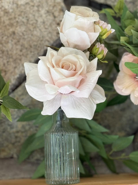 (12) Pink Rose, Ranunculus and Dahlia centerpiecese